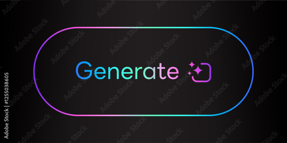Generate AI button, Artificial Intelligence rainbow colorful Gradient ...