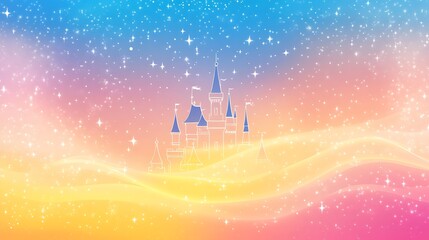 Wall Mural - Fantasy castle, vibrant colors, starry night sky, illustration, background, digital art, use for poster, children's book