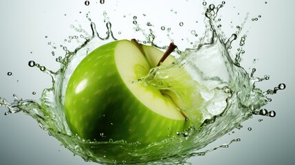 Poster - vibrant green apple splash