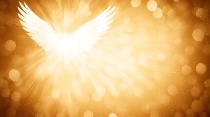 Wall Mural - radiant wings divine light emanating from above in a golden glow spiritual presence background