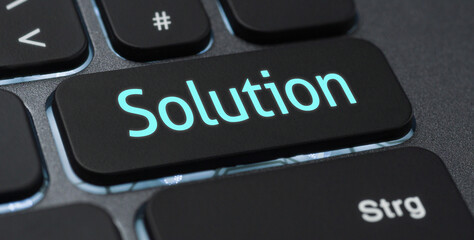 Wall Mural - illuminated keyboard with a labeled key - solution