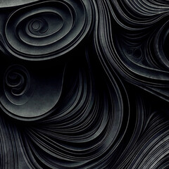 Leinwandbilder - Abstraction in dark undulating shapes in gray-black, with a minimalist emphasis on texture and form