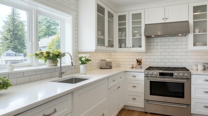 Wall Mural - traditional modern white kitchen