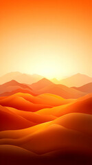 Wall Mural - Orange Sunset Mountain Illustration