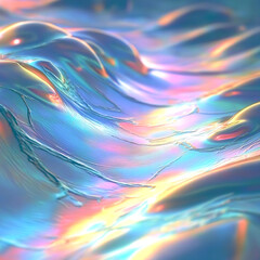 Aufkleber - Illustration of waves shimmering with delicate shades of gold, aquamarine and lilac. The composition conveys an atmosphere of infinite fluid energy