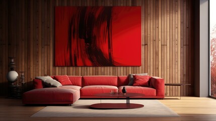 Wall Mural - wall red wood planks