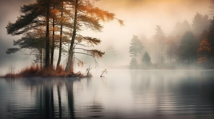 Canvas Print - ethereal trees and lake