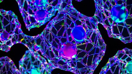 Aufkleber - Glowing biological cells with vibrant energy cores, creating a futuristic and microscopic sci-fi atmosphere