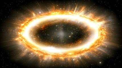 Wall Mural - Stellar Explosion Visualized as a Cosmic Ring of Radiant Light in Vast Starry Space Concept