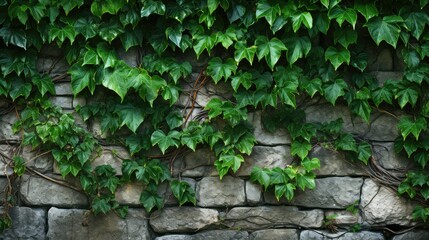 Wall Mural - stone green leaf border