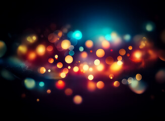 Wall Mural - colorful bokeh lights illuminate a dark backdrop, creating a festive and dreamy atmosphere with blur