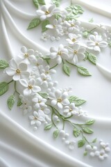 Canvas Print - Elegant White Clay Floral Arrangement With Small Gold Centers, Naturally Lit, Detailed Craftsmanship