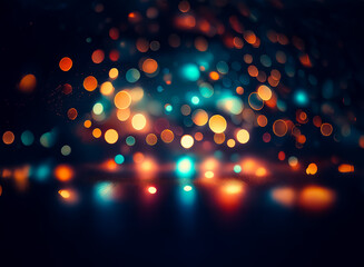 Wall Mural - abstract view of vibrant bokeh lights creates a festive and dreamy atmosphere. the blurred circles o