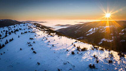 Wall Mural - winter mountain landscape, Jeseníky mountains