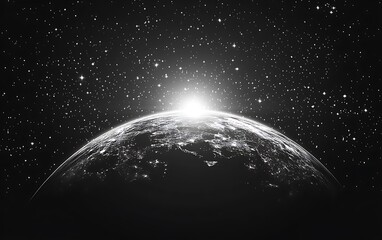 Wall Mural - Planet Earth sunrise in space, inspiring background for poster or wallpaper