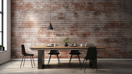 Wall Mural - modern brick wall table