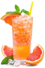 Wall Mural - Refreshing grapefruit cocktail with ice