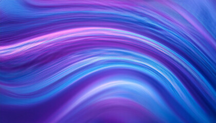 Wall Mural - Neon ripple pattern texture. Blur purple blue fluorescent lights color gradient. Defocused glow. Iridescent wave. Light curve lines abstract background. Copy space.