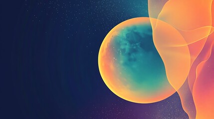 Wall Mural - abstract moon graphic, nebula space background, artistic illustration