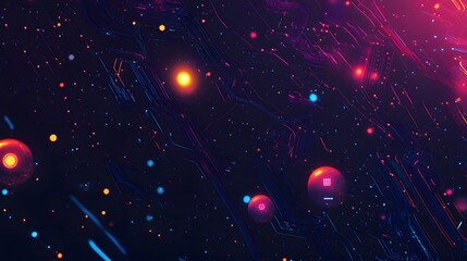 Wall Mural - Abstract futuristic technology background with glowing elements and circuitry