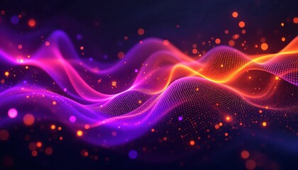 Wall Mural - luminous data stream, abstract waves of digital information flow