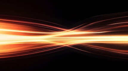 Wall Mural - abstract orange light streaks intersect against a dark background