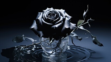 Sticker - petals transparent black rose