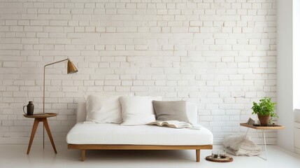 Wall Mural - minimalist brick wall painted white