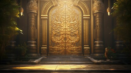 Wall Mural - pillars temple door