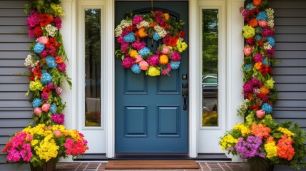 Poster - colorful spring front door