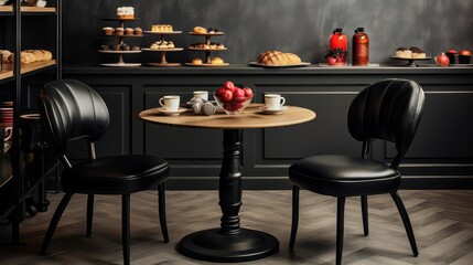 Wall Mural - chic black wood table