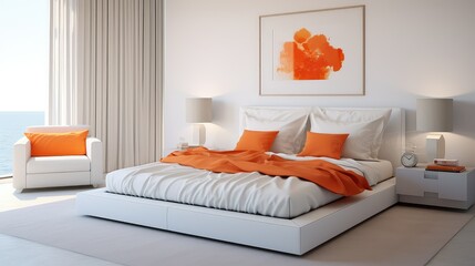 Wall Mural - minimalist orange accents