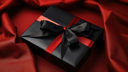 Canvas Print - ribbon red and black present