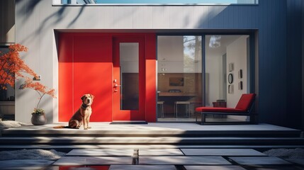 Wall Mural - architecture home with red door