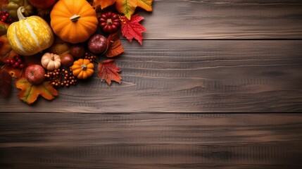 Poster - pumpkins thanksgiving background wood