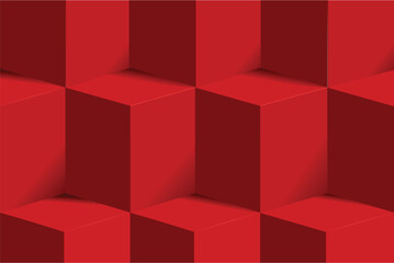 Wall Mural - red 3d cube geometric podium background. blank red product studio background, stage, podium for pres