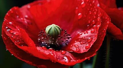 Sticker - droplets poppies red poppy