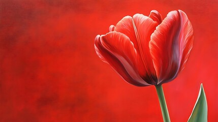 Wall Mural - Crimson Tulip: A Vibrant Red Floral Masterpiece