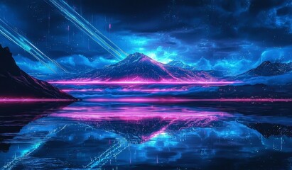 Wall Mural - experience the fusion of technology and retro design in a vivid setting.