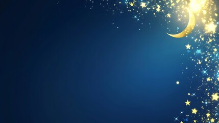 Wall Mural - abstract night sky with crescent moon