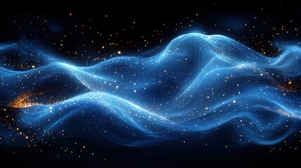 Wall Mural - abstract blue waves of light and energy in a digital art illustration