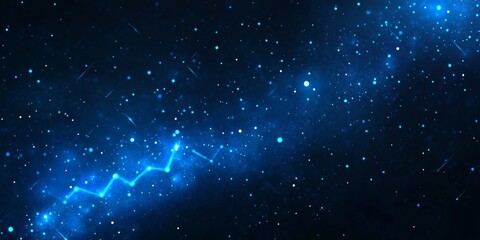 Wall Mural - blue galaxy background, sparkling with stars, glowing lines , and swirls of cosmic dust