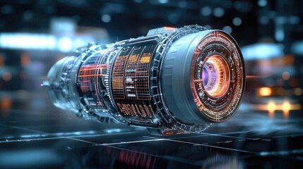 Aufkleber - Next-generation aircraft engine concept with smart data overlays showing thrust control, temperature regulation, and aviation safety enhancements.