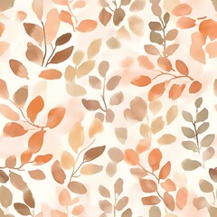 Watercolor leaf pattern, nature print, seamless design, decorative background