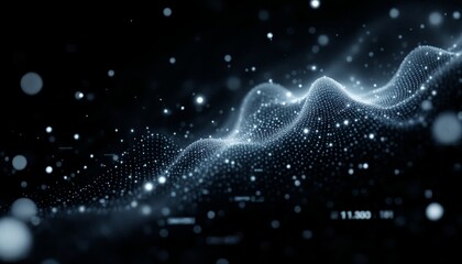 Wall Mural - abstract visualization of digital data streams with sparkling light particles