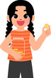 © AnotaiSi - smiling girl holding a coin and saving money in a bottle illustration