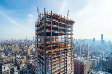 Wall Mural - High-rise construction site with cranes in the city