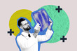 © deagreez - Exclusive art banner collage of serious doctor man hold chest x-ray scanner bones fracture covid examination pneumonia illness