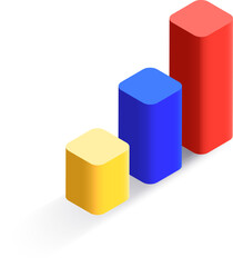 Wall Mural - three dimensional bar graph featuring vibrant, colorful bars rising against a clean white background