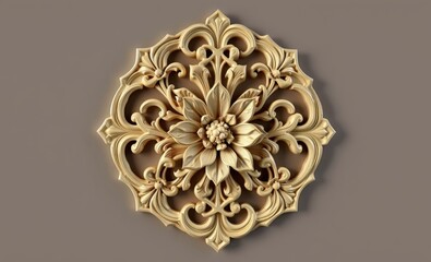 Ai generative 3d shape of classic flowers ornament carving with beige color for digital cnc cutting 13 3d wallpaper wallpaper background abstract 3d illustration backdrop futuristic design  